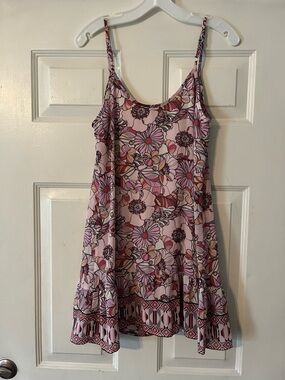 Floral Pink Slip Mini Dress with Adjustable Straps